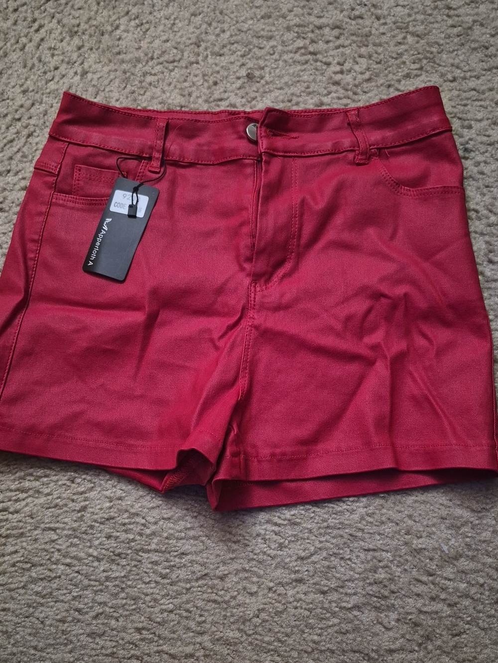 Women's Red High-Rise Stretch Shorts